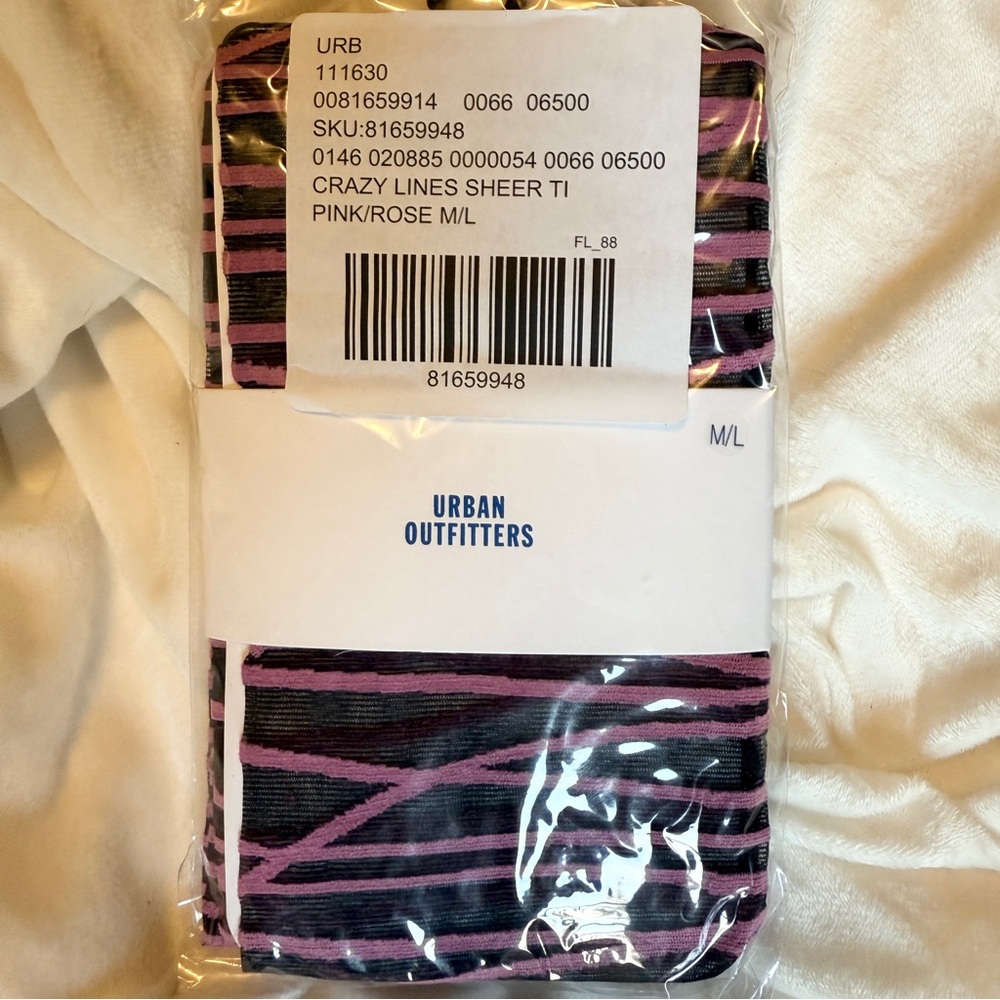 Urban  Outfitters Lots of Lines Tights in Pink/Black - Picture 4 of 5